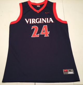 Vintage Nike Virginia Cavaliers Basketball Jersey 24 Mens Xl Navy Blue