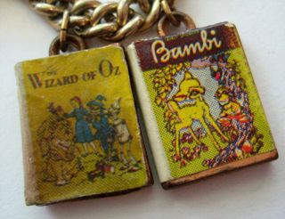 50 ' s VTG CHILDREN ' S BOOKS Charm Bracelet Peter Pan Heidi Wizard of Oz Bambi 6