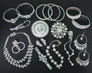 Vintage Art Deco Style Austrian Crystal Necklaces Bangles Brooches Jewellery Job