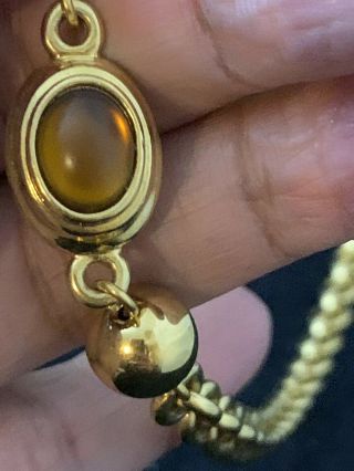 ESTATE VINTAGE MONET SIGNED GOLD Plated Long NECKLACE With Faux Amber Stone 4