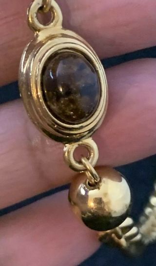 ESTATE VINTAGE MONET SIGNED GOLD Plated Long NECKLACE With Faux Amber Stone 5