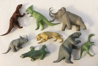 Vintage Marx 2nd Series Comp.  Set Of 8 Dinosaur Prehistoric Playset Rare Color 2