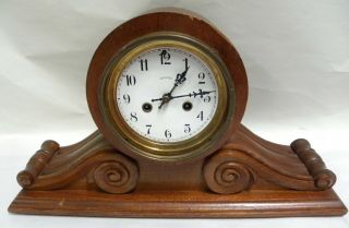 Vintage Antique Waterbury Wood Shelf Mantle Clock (a10)