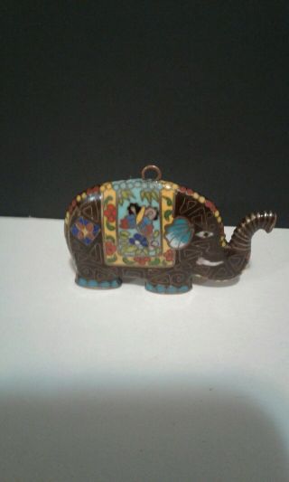 Vintage Chinese Cloisonne Necklace Elephant Pendant Enamel and brass wire. 3