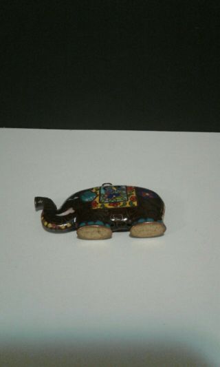 Vintage Chinese Cloisonne Necklace Elephant Pendant Enamel and brass wire. 5