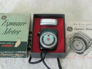 Vintage Ge General Exposure Meter Pr - 1 W/ Case Instructions Box