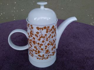 Vintage Melitta Mid Century White Gold Floral Porcelain Coffee Pot 8.  5 " 5 Cup