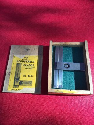 Vintage Moore & Wright M&w No.  414 Precision Adjustable Square Box