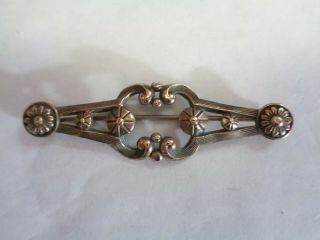 Antique Victorian Rose Gold Filled Ornate Floral Bar Pin Old C Clasp