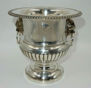 Vintage Crescent 229 Silverplate Champagne Bucket Lion Ring Handles