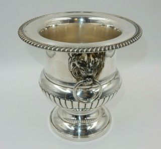 VINTAGE CRESCENT 229 SILVERPLATE CHAMPAGNE BUCKET LION RING HANDLES 3