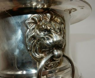 VINTAGE CRESCENT 229 SILVERPLATE CHAMPAGNE BUCKET LION RING HANDLES 4