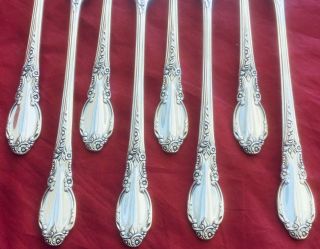8 ONEIDA 1881 ROGERS ENCHANTMENT LONDONTOWN GRILLE FORKS VTG SILVERPLATE 7 5/8” 3