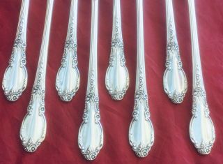 8 ONEIDA 1881 ROGERS ENCHANTMENT LONDONTOWN GRILLE FORKS VTG SILVERPLATE 7 5/8” 6