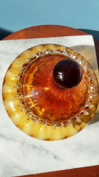 Amber Empoli Art Glass Jar Bon Bon Sweets Apothecary Italian Vintage Mid Century 6