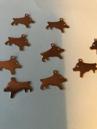 50 Vintage Copper Coated Pig Charms