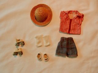 Vintage (1953/54) Ginny Doll By Vogue Rollerskates,  Shorts,  Shirt,  Hat & Shoes
