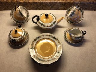 Scarce Vintage Royal Schwarzburg Porcelain Tea Set With 5 Dessert Plates