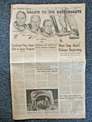 Vintage Los Angeles Times Apollo 11 " Salute To The Astronauts " August 13,  1969