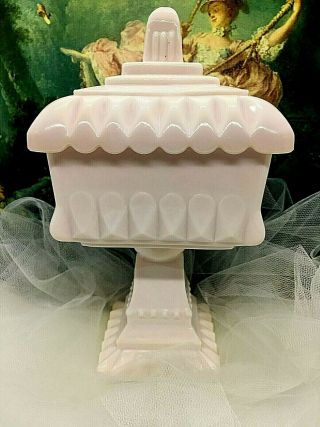 Vintage Pink Milk Glass Wedding Compote Dish From Jeannette Glass Co
