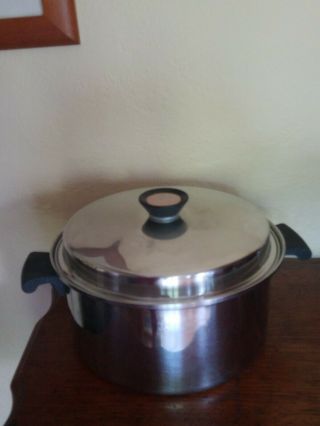 Vintage Duncan Hines Stainless Steel 5 1/2 Quart Dutch Oven 3 Ply 18 - 8 & Lid Euc