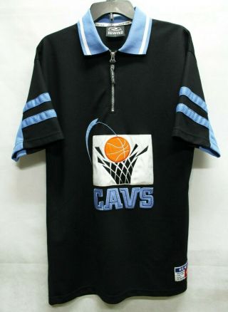 Vtg 90s Cleveland Cavaliers Warm Up Jersey Polo Style Shirt Large Cavs Kemp Nba