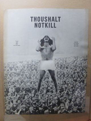 Vintage Black /white Poster Thou Shalt Not Kill Peace Political War 1967 In G184