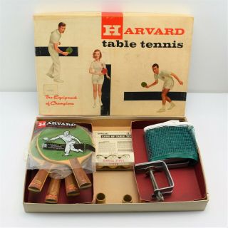 Harvard Table Tennis Set Ping Pong 606 5 Ply Paddles Complete Vintage