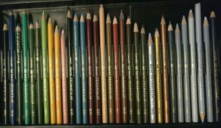 Vintage Prisma Colored Pencil Crayon 32 Set Berol Prismacolor Thick 3 Metallics