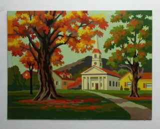 Vintage Paint By Number Picture Church 12 " X 16 " Unframed