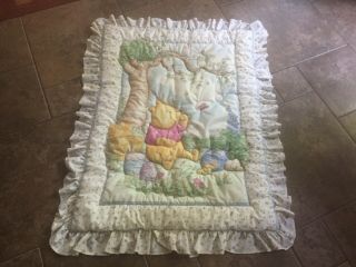 Vintage Disney Classic Winnie The Pooh Crib Comforter Blanket Quilted Calliope
