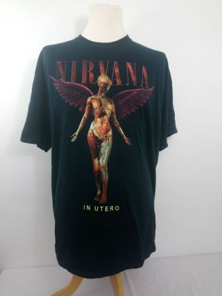 Vintage Nirvana Kurt Cobain In Utero 1990s Rock T - Shirt - Mens Size Xxl