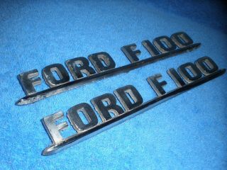 Vintage Pair 1950s Ford F 100 Hood Fender Emblems Pickup Truck Hot Rod