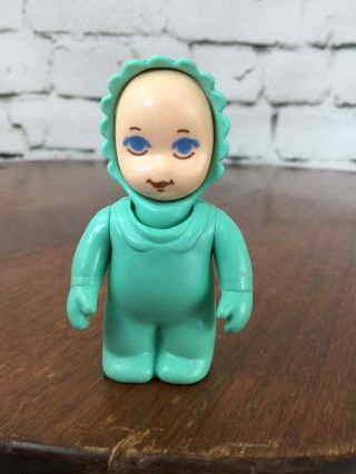 Vintage Little Tikes Dollhouse Family Figure Baby/infant Green/aqua Outfit