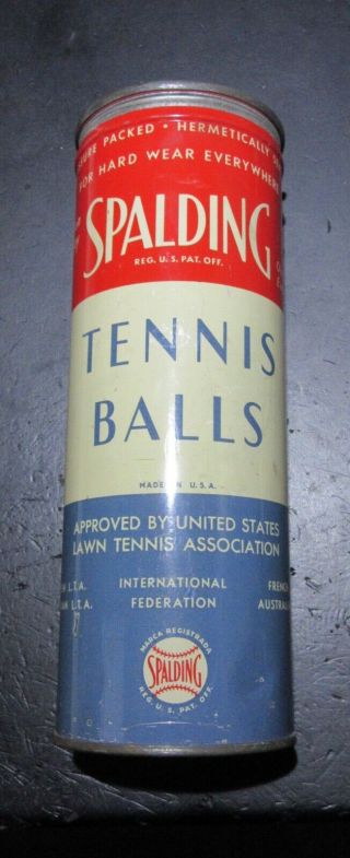 Vintage Spalding Tennis Ball Tin Can With Two Tennis Balls