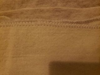 Vintage Tan Wool Blanket,  Rug Braiding.  95 
