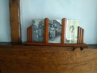 Vintage Art Deco Wood/glass Double Sided Freestanding Picture/photo Frame.