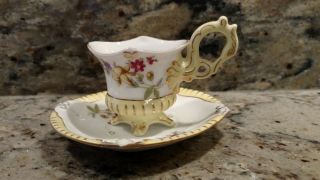 Vintage Unmarked China Tea Cup & Saucer With Gold Trim Made In Occupied Japan