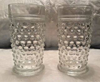 Vintage Hobnail Clear Fish Tail Glasses,  Set Of 2,  Anchor Hocking