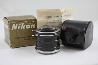 Vintage Nikon F F2 Nikkormat Camera 5pc Extension Ring Set K With Case And Box