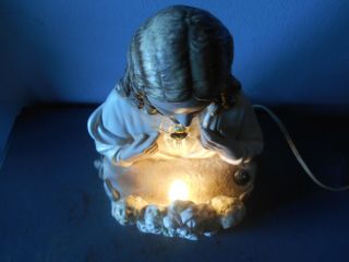 Vintage 1957 Chalkware Sacred Heart of Jesus Sculpture/Bust/TV Lamp/Night Light 2