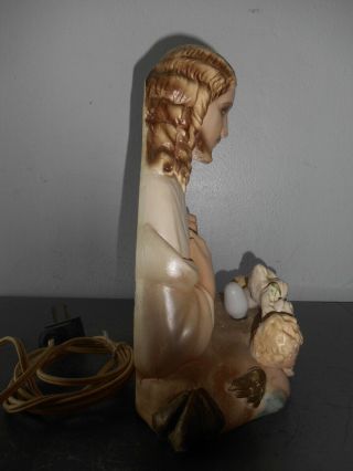 Vintage 1957 Chalkware Sacred Heart of Jesus Sculpture/Bust/TV Lamp/Night Light 6