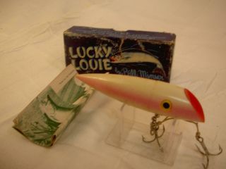 Vintage Old Fishing Lure Lucky Louie Collectible Bait Reel Tackle Box