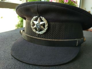 Israeli Police Vintage Peaked Cap/hat & Badge,  1950 - 1970s With A Cloth Visor