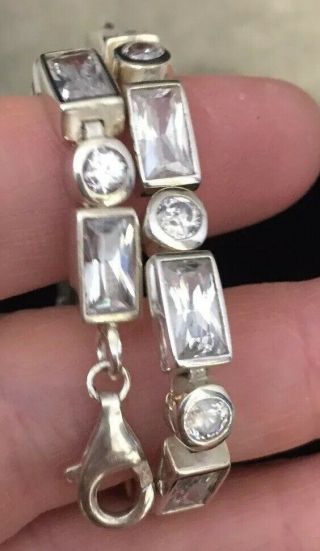vintage jewellery stunning sterling silver and crystal baguette link bracelet 2