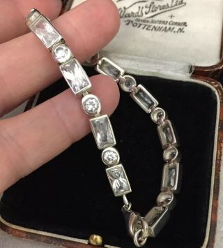 vintage jewellery stunning sterling silver and crystal baguette link bracelet 4