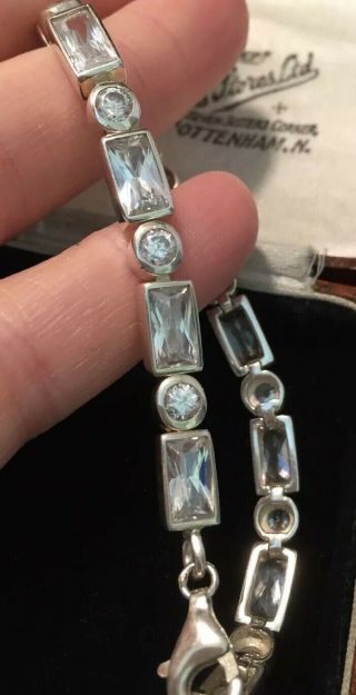 vintage jewellery stunning sterling silver and crystal baguette link bracelet 5