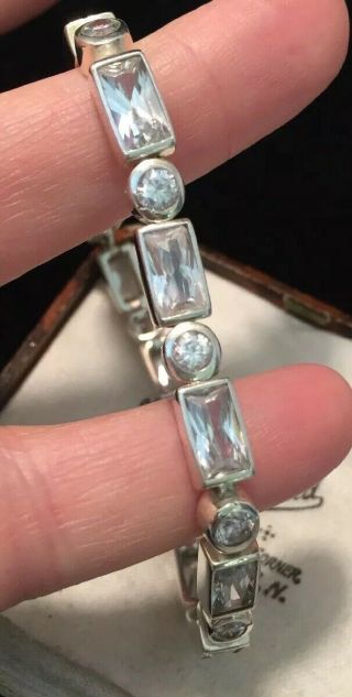 vintage jewellery stunning sterling silver and crystal baguette link bracelet 6