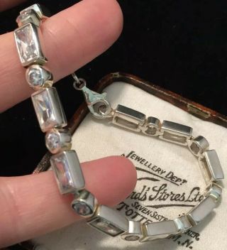 vintage jewellery stunning sterling silver and crystal baguette link bracelet 7
