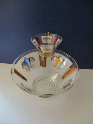 Vintage Libbey Glass Fleur - De - Lis Chip - And - Dip Set C 1960 